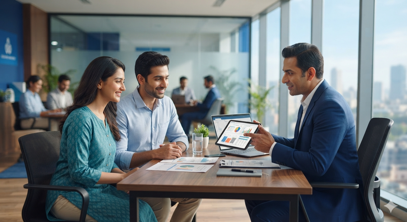 Insurance advisor meeting with client